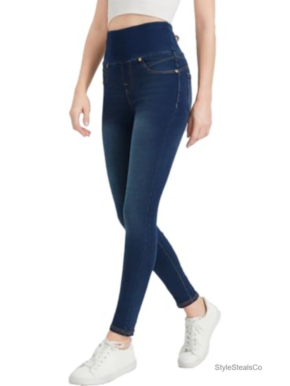 High Waisted Skinny Jeans Stretchy Tummy Control Pull On Jegging for Women
